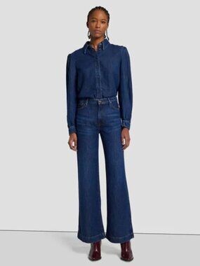 7 For All Mankind Modern Dojo Tailorless Jeans Medium Wash High Rise Size 28
